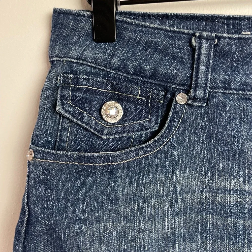 BBJean Y2K Bling Denim Shorts Sz 7 Rhinestone Embellished Club Festival Low Rise